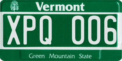 VT license plate XPQ006