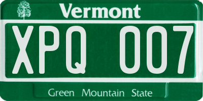 VT license plate XPQ007