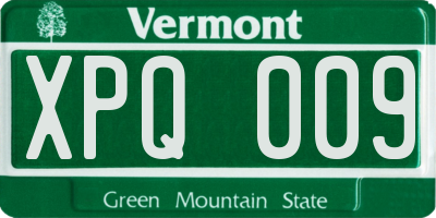 VT license plate XPQ009