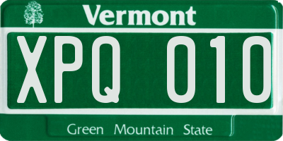 VT license plate XPQ010