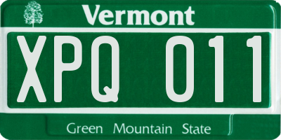 VT license plate XPQ011