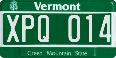 VT license plate XPQ014