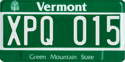 VT license plate XPQ015