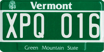 VT license plate XPQ016