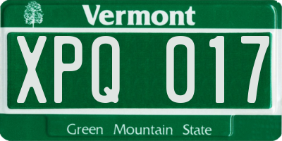 VT license plate XPQ017