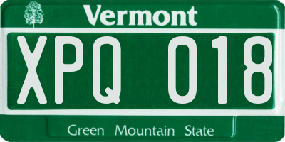 VT license plate XPQ018