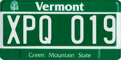 VT license plate XPQ019