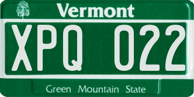 VT license plate XPQ022