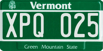 VT license plate XPQ025