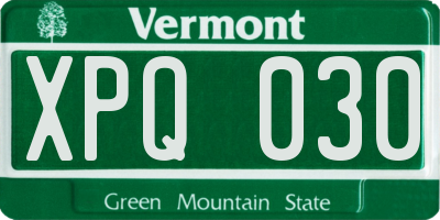 VT license plate XPQ030
