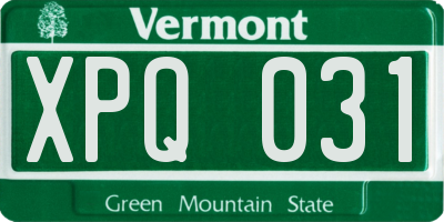 VT license plate XPQ031