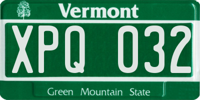 VT license plate XPQ032