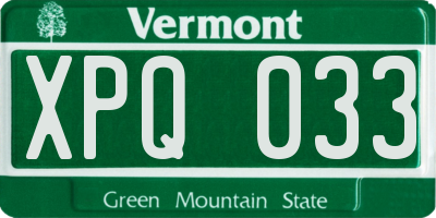 VT license plate XPQ033
