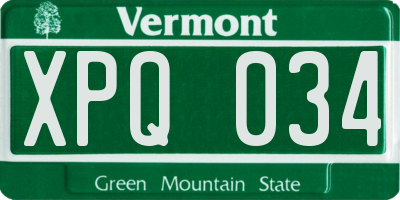 VT license plate XPQ034