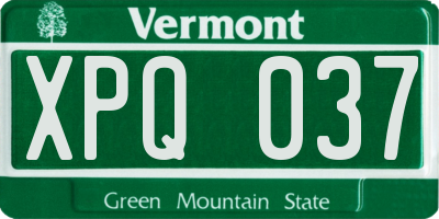VT license plate XPQ037