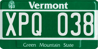 VT license plate XPQ038