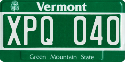 VT license plate XPQ040