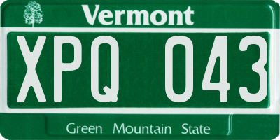 VT license plate XPQ043