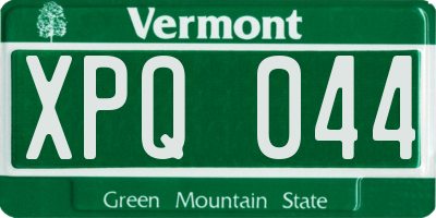 VT license plate XPQ044