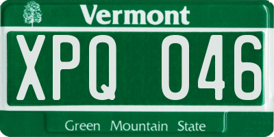 VT license plate XPQ046