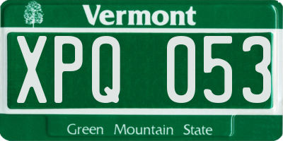 VT license plate XPQ053