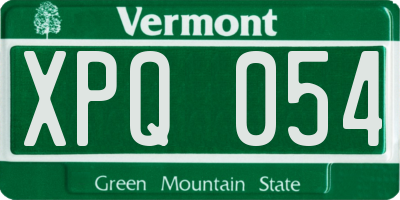 VT license plate XPQ054
