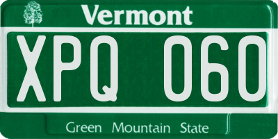 VT license plate XPQ060