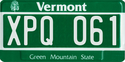 VT license plate XPQ061
