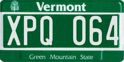 VT license plate XPQ064