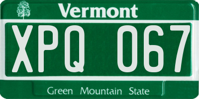 VT license plate XPQ067