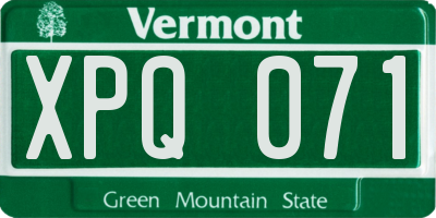 VT license plate XPQ071