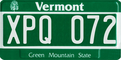 VT license plate XPQ072