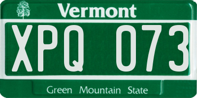 VT license plate XPQ073