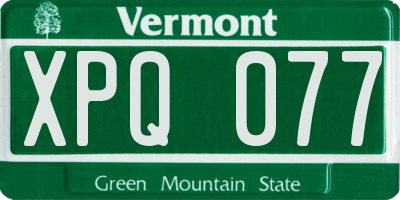 VT license plate XPQ077