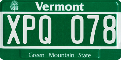 VT license plate XPQ078