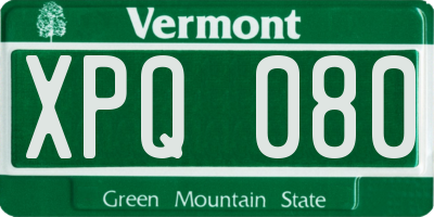 VT license plate XPQ080