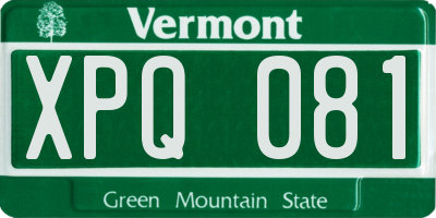 VT license plate XPQ081