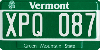 VT license plate XPQ087