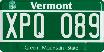 VT license plate XPQ089