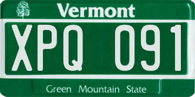 VT license plate XPQ091