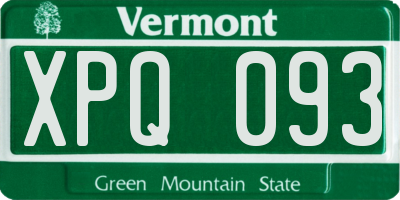 VT license plate XPQ093