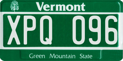 VT license plate XPQ096