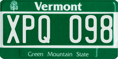 VT license plate XPQ098