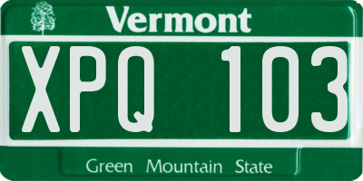 VT license plate XPQ103