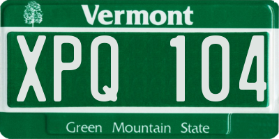 VT license plate XPQ104