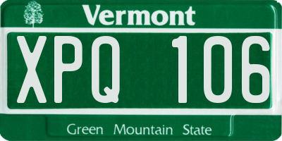 VT license plate XPQ106
