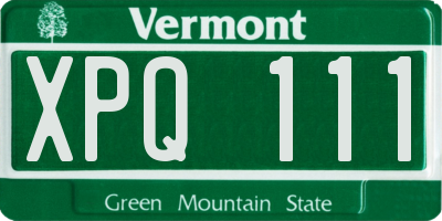 VT license plate XPQ111