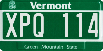 VT license plate XPQ114