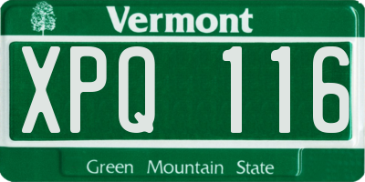 VT license plate XPQ116