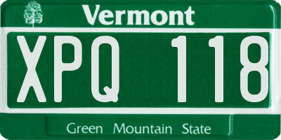 VT license plate XPQ118